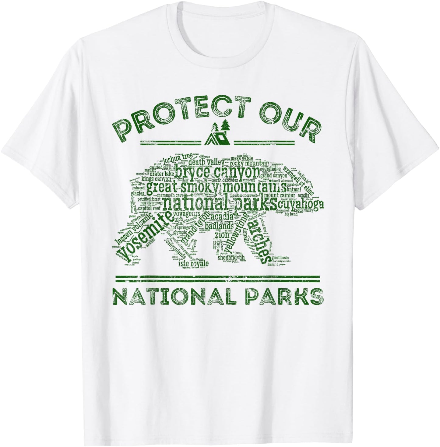 Protect Our Parks National Park Bear Hiking Nature T-Shirt - T-Shirt | White
