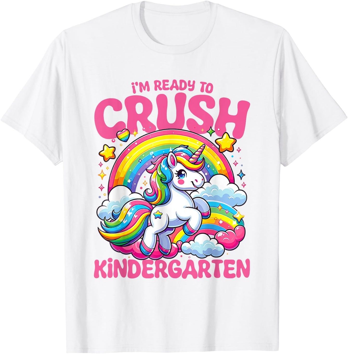 Crush Kindergarten Unicorn Girls Teacher Back to School T-Shirt - T-Shirt | White