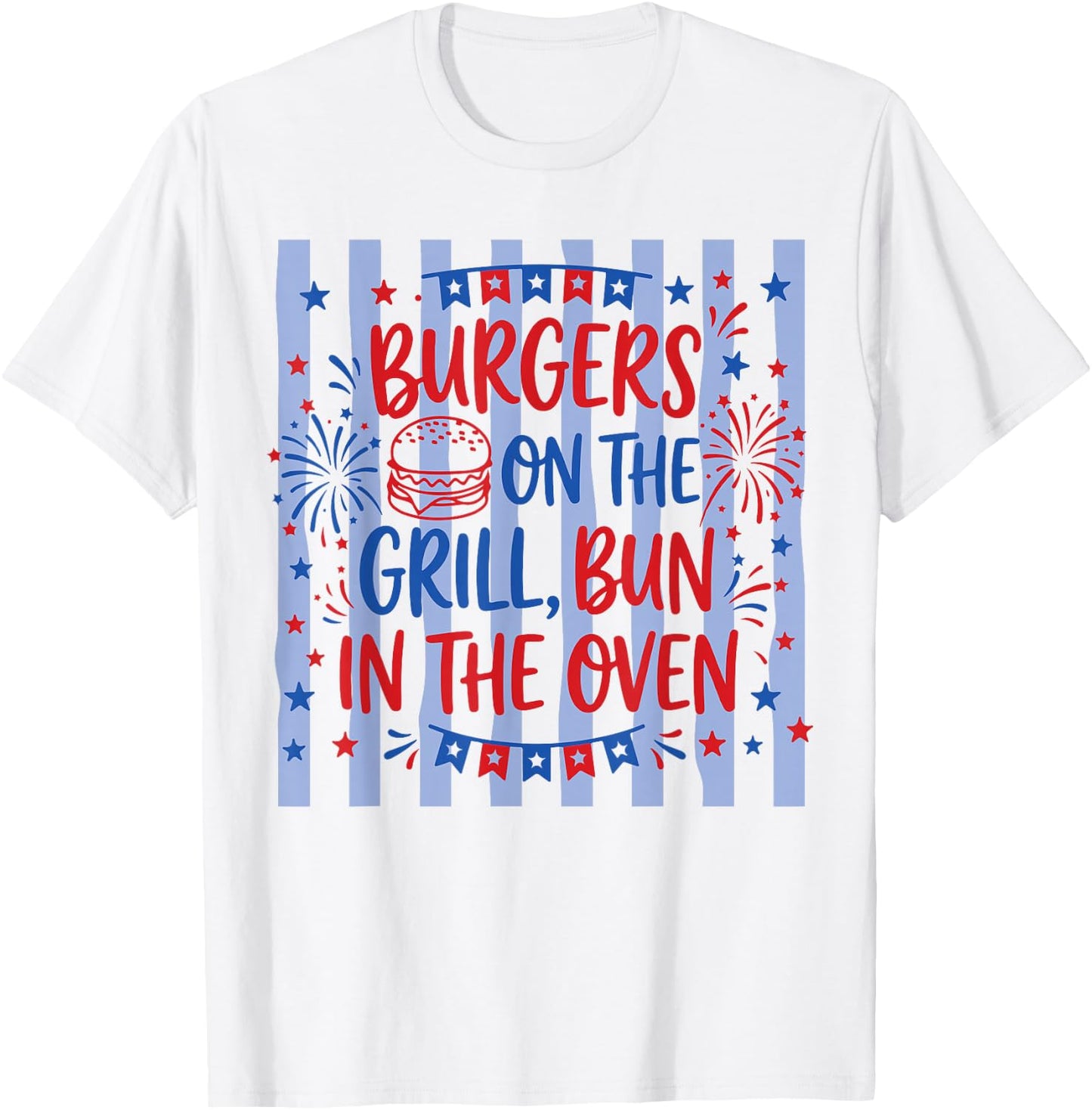 Retro Burgers On The Grill Bun in The Oven Pregnant T-Shirt - T-Shirt | White