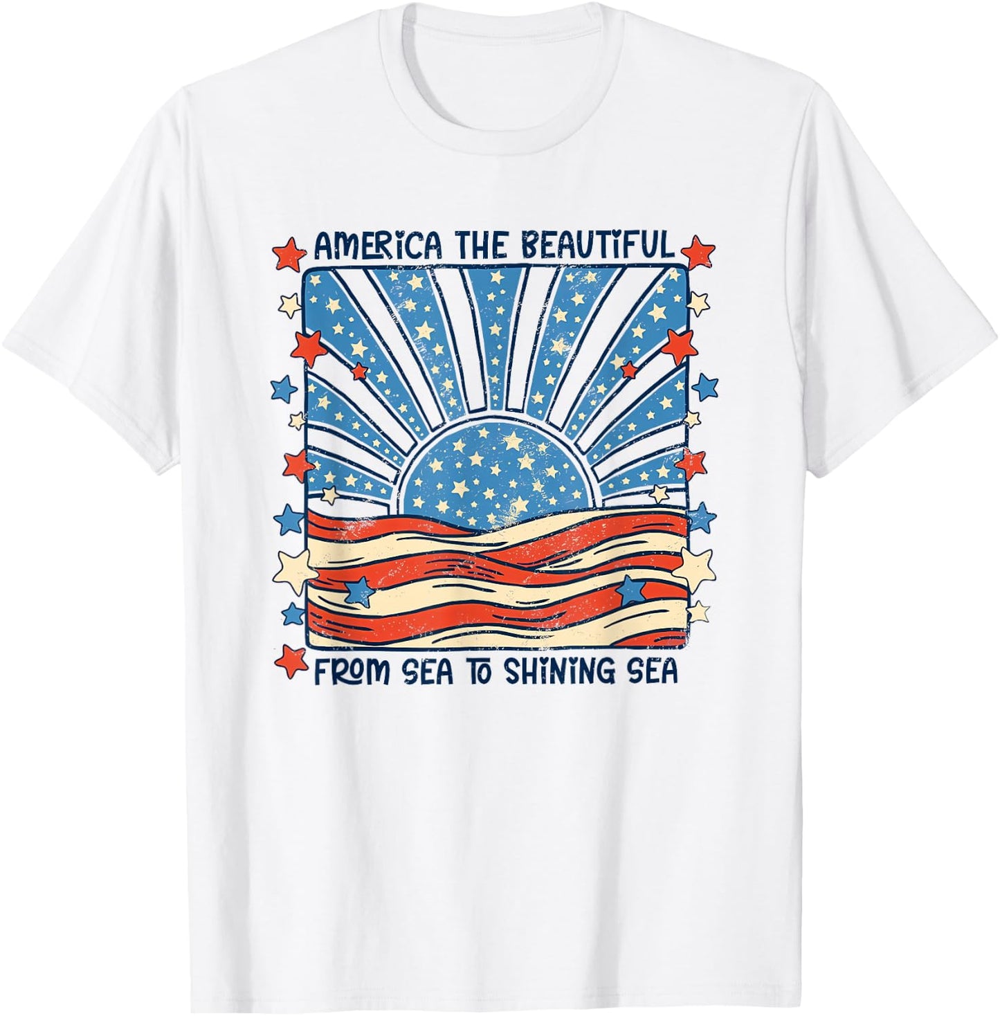 America the Beautiful from sea to Shining sea T-Shirt - T-Shirt | White