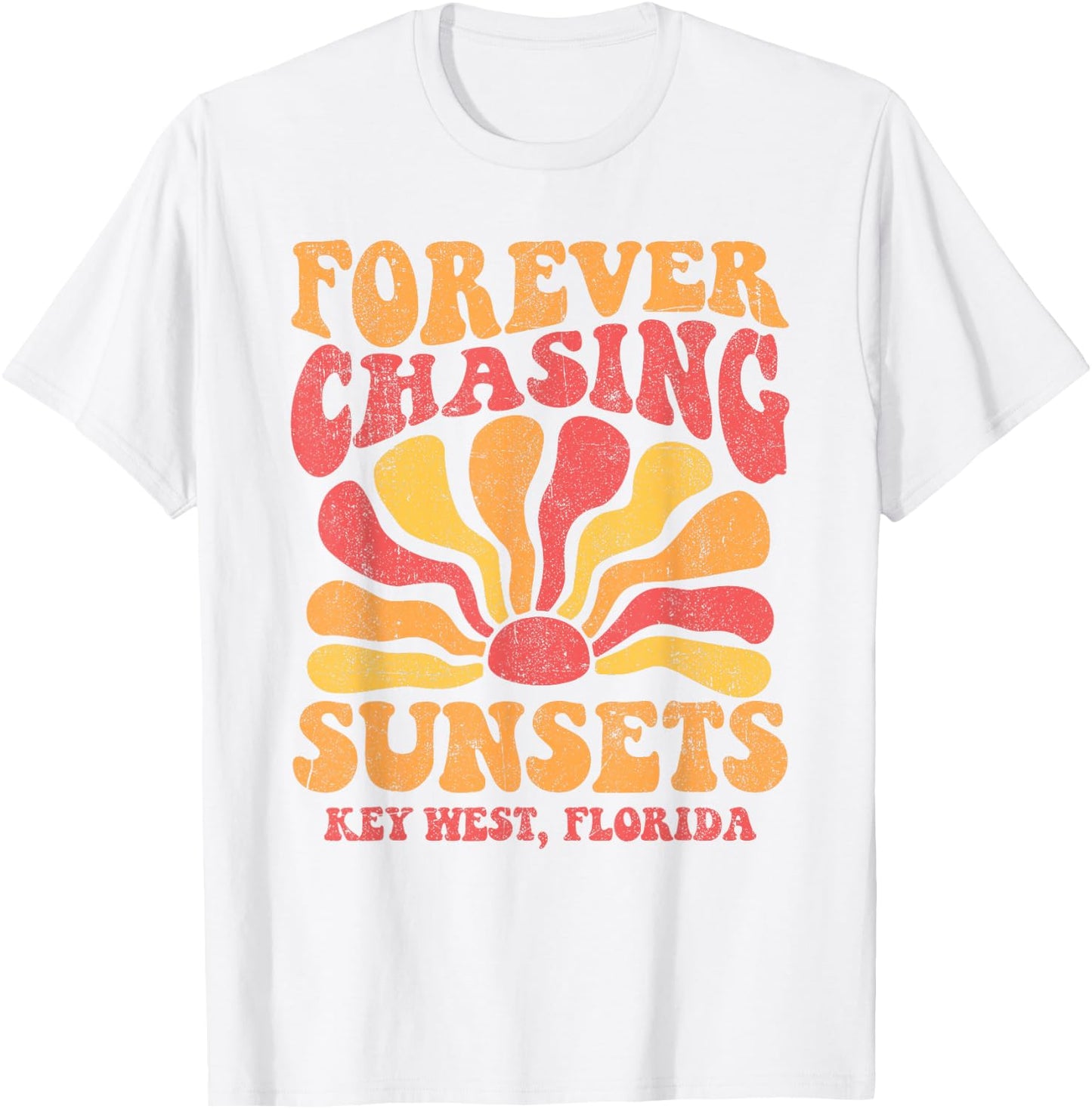 Forever Chasing Sunsets Key West Florida Beach 70s Retro Men Women Kids T-Shirt - T-Shirt | White