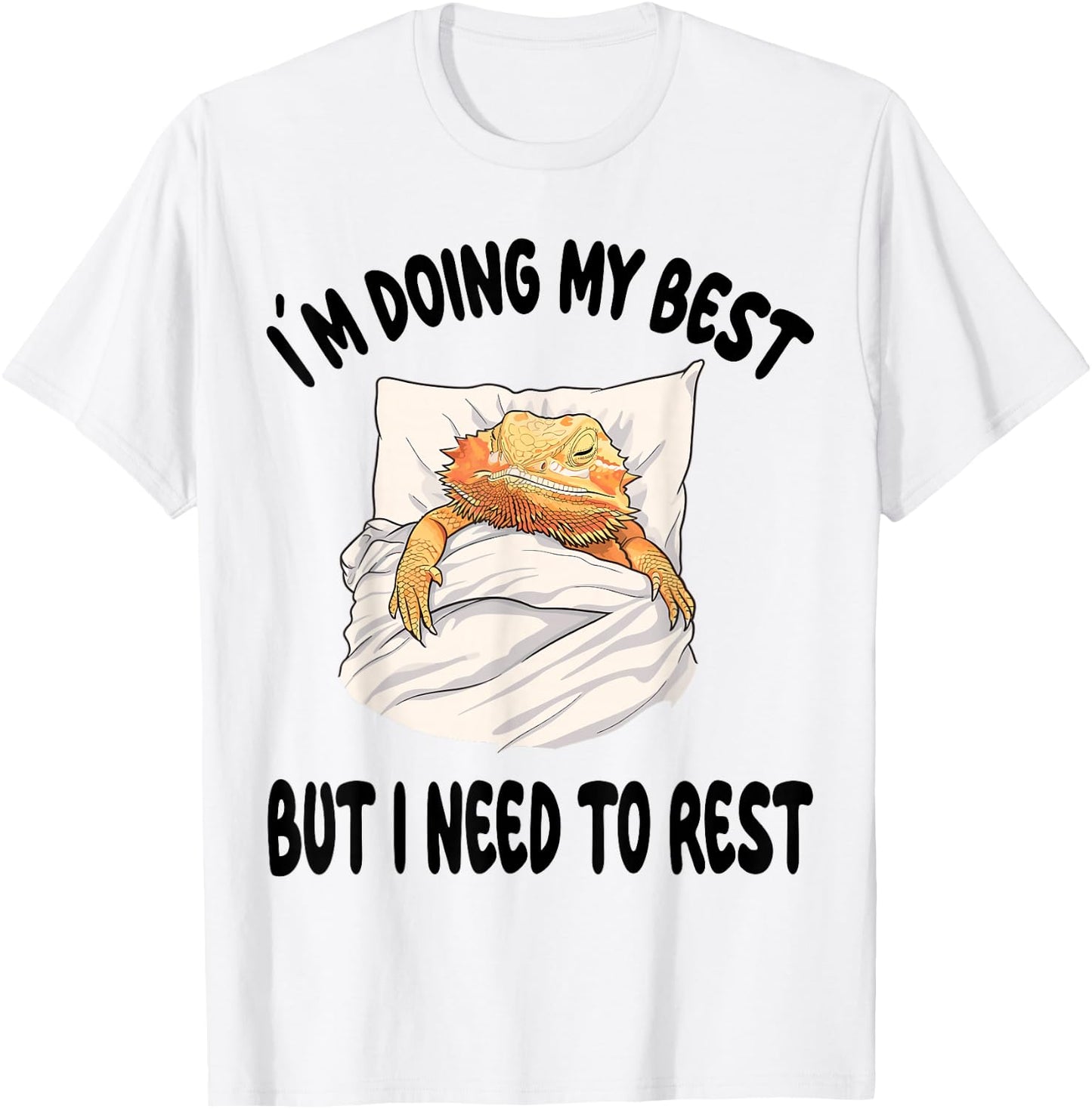 Bearded Dragon Pajamas Nightgown Sleeping Napping T-Shirt - T-Shirt | White