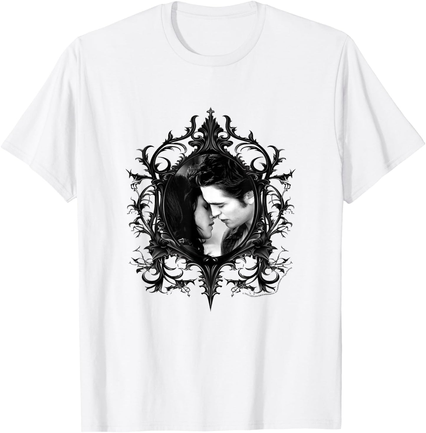 Twilight Bella and Edward Gothic Frame Vampire Romance Movie T-Shirt - T-Shirt | White