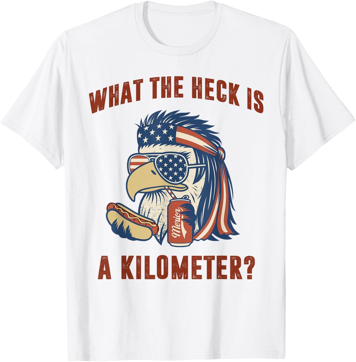 What The Heck is A Kilometer Mullet Eagle T-Shirt - T-Shirt | White