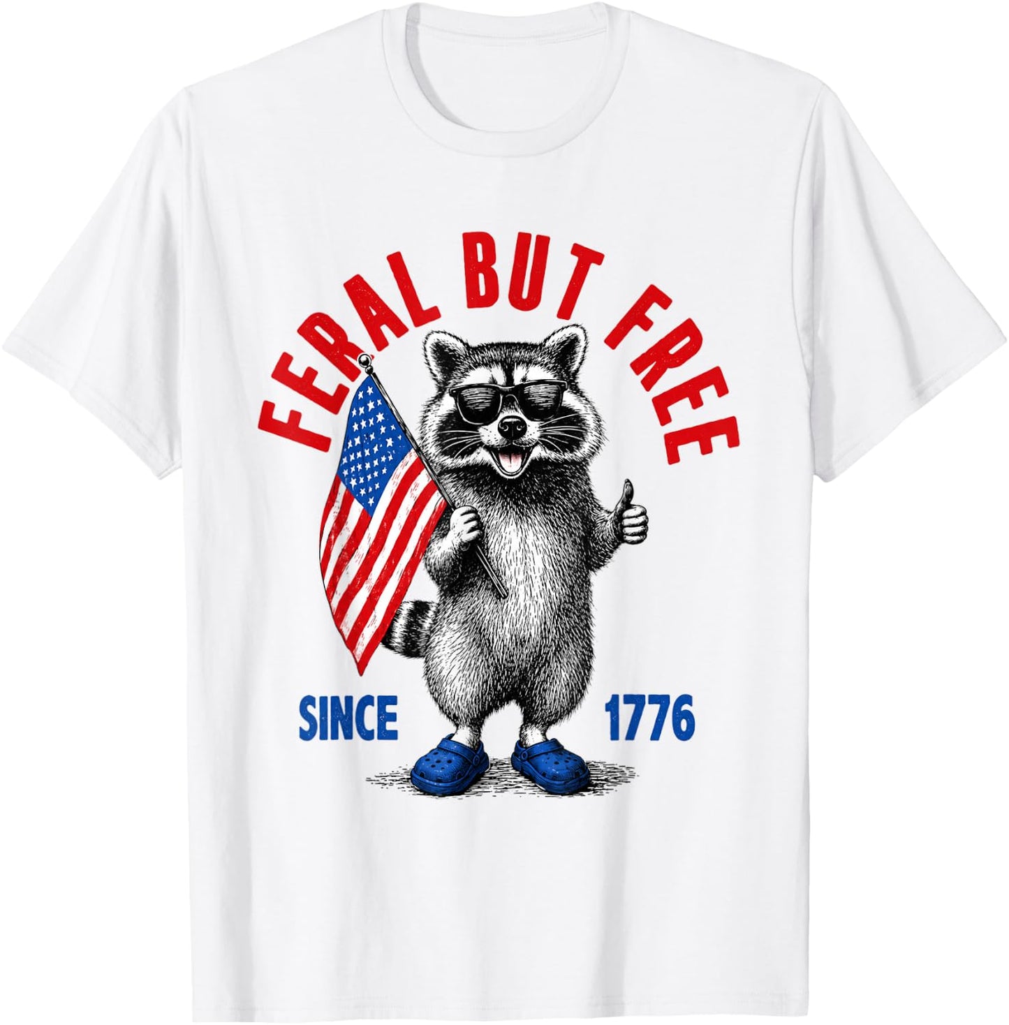 Trash Panda Freedom USA Flag Independence Day T-Shirt - T-Shirt | White