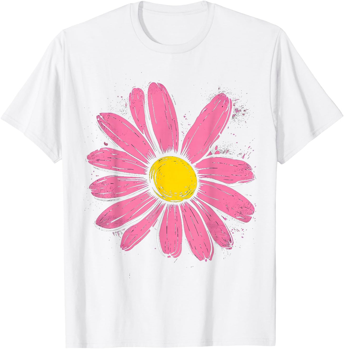 Pink Daisy Hippie Flower Daisy Garden Girls , White T-Shirt - T-Shirt | White