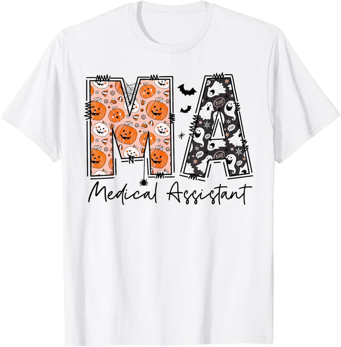 Medical Assistant Halloween Spooky Season MA Halloween Party T-Shirt - T-Shirt | White