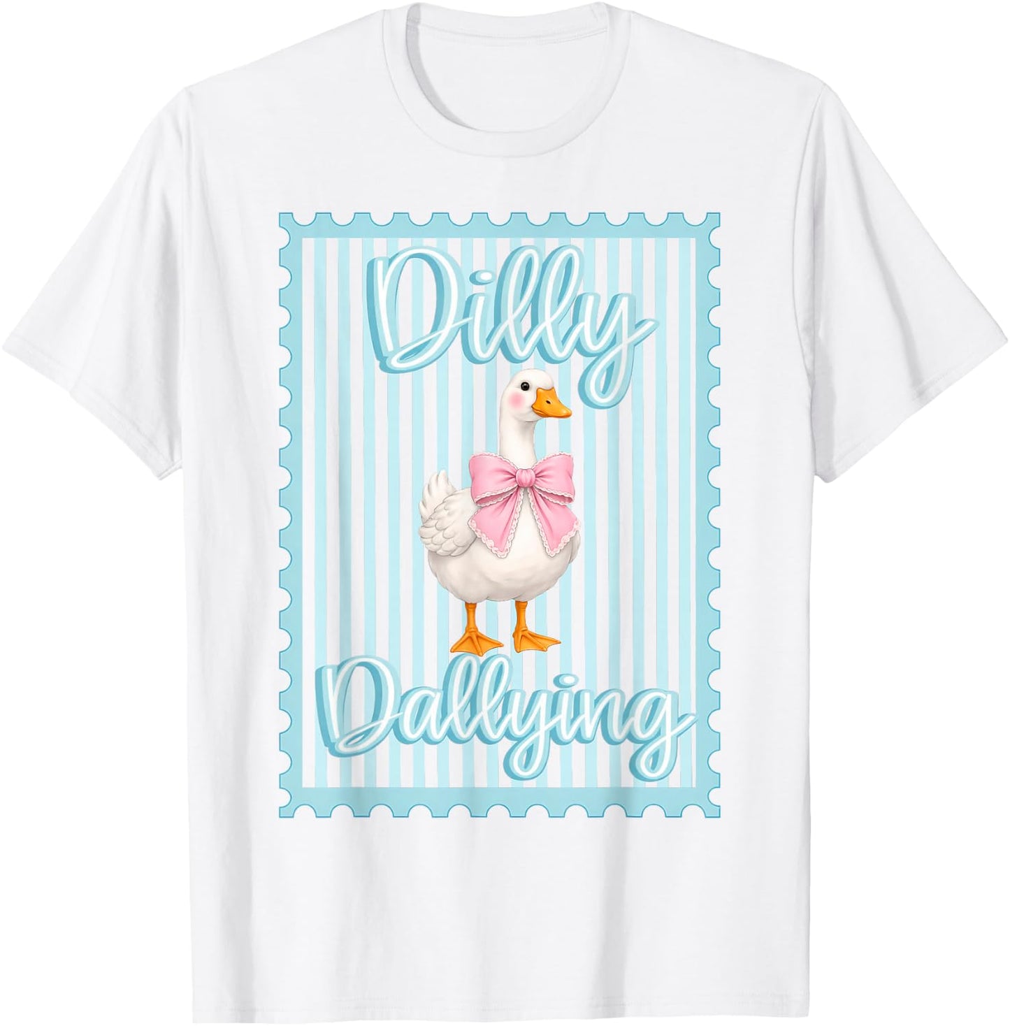 Preppy Dilly Dally Goose Coquette Bow Silly Goose Girls T-Shirt - T-Shirt | White