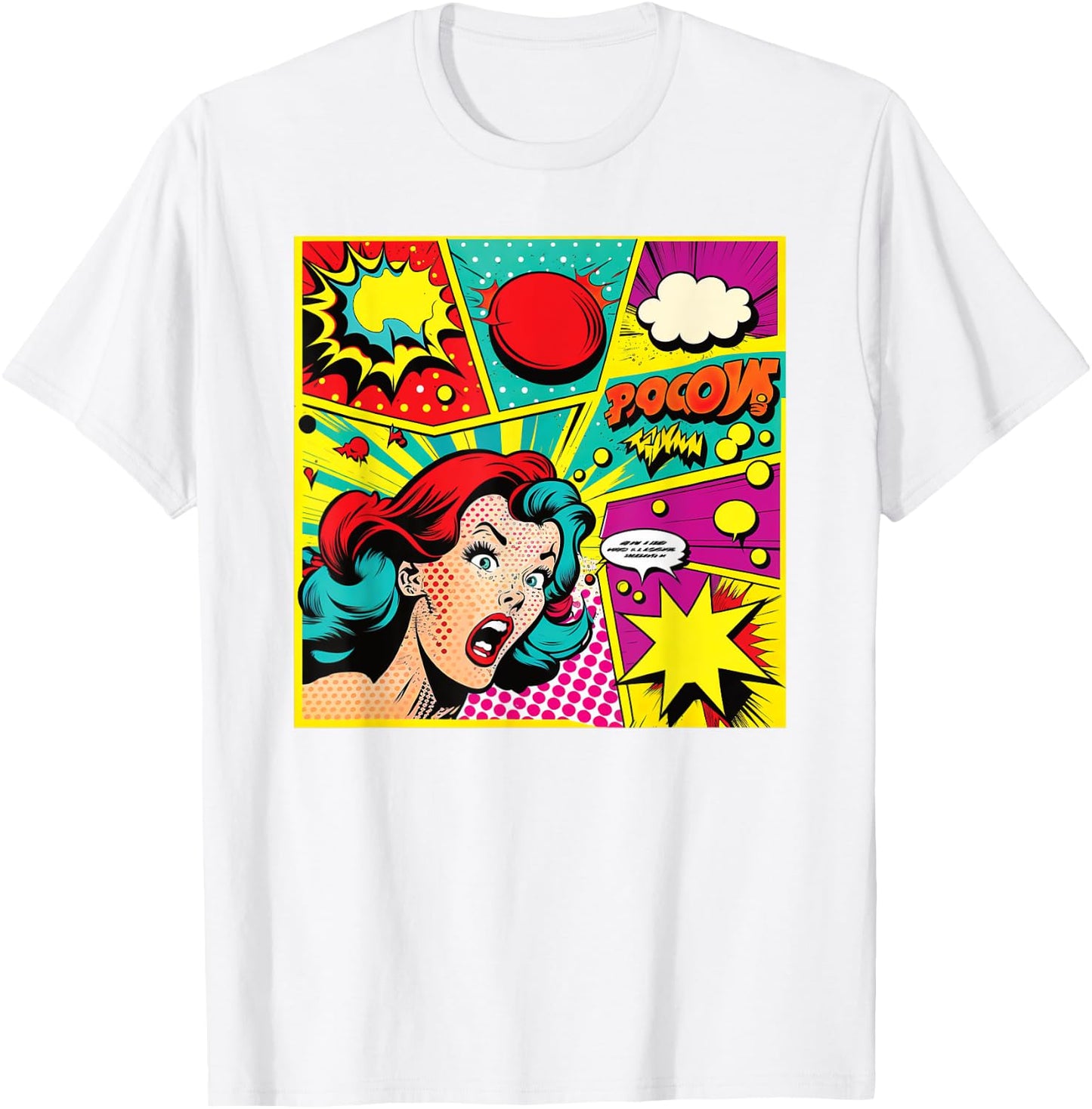 Funny Retro Comic Pop Art Shirt Fun Cartoon Comics Manga , White T-Shirt - T-Shirt | White