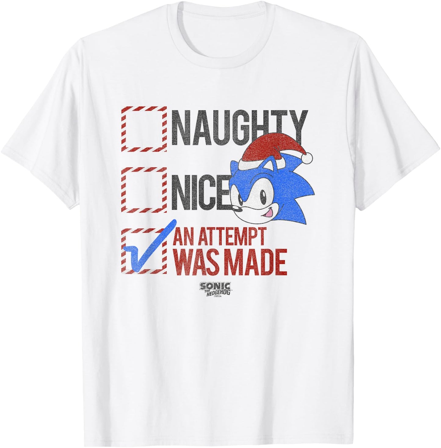 Sonic The Hedgehog Christmas Santa List An Attempt Was Made T-Shirt - T-Shirt | White