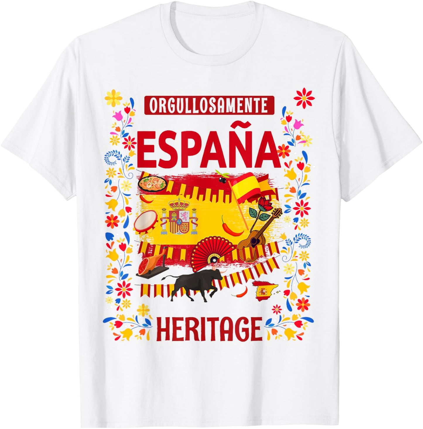 Spanish Flag Outfit Idea , Spanish Flag and Spanish , white, S T-Shirt - T-Shirt | White