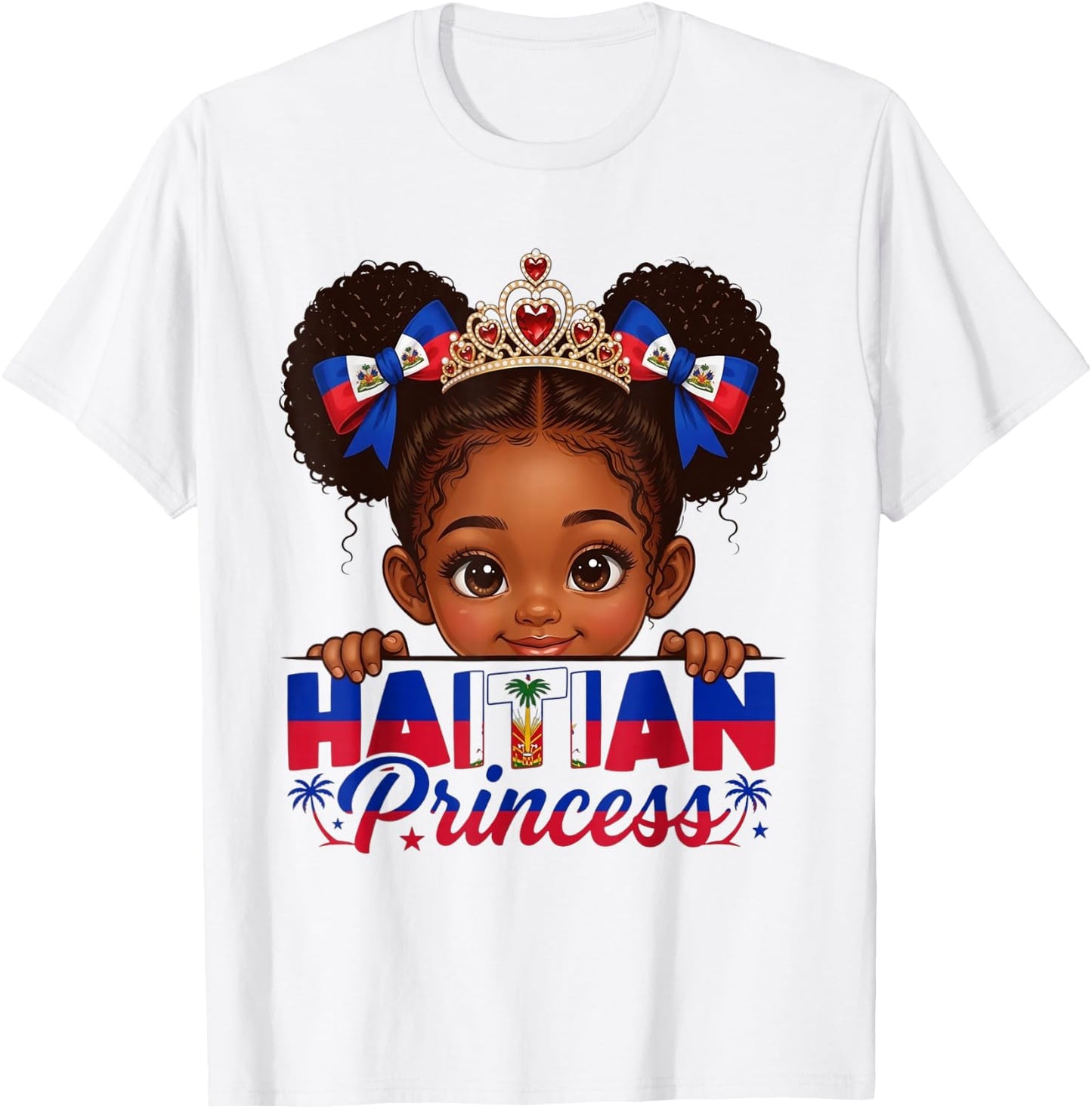 Haitian Princess Haiti Flag Day Melanin Girls Kids Toddlers T-Shirt - T-Shirt | White
