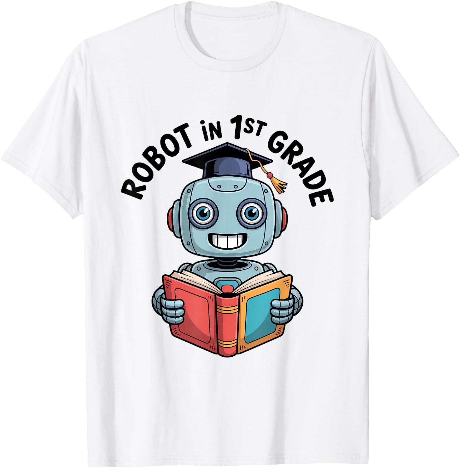 Robot in The Class Graduation Book Reading STEM T-Shirt - T-Shirt | White