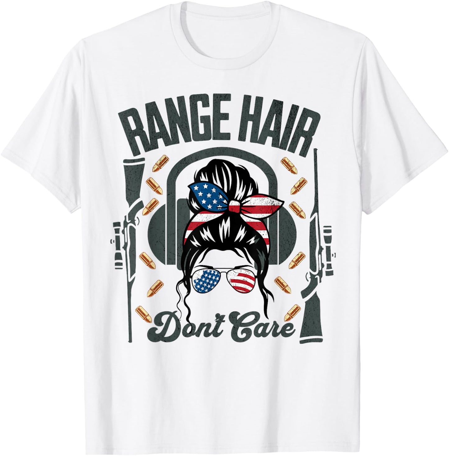 Range Hair Don't Care Range Day Leopard Messy Bun Gun Range T-Shirt - T-Shirt | White