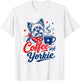 Yorkie Owner Mom Dad Pet Lover Men Women Coffee and Yorkie T-Shirt - T-Shirt | White
