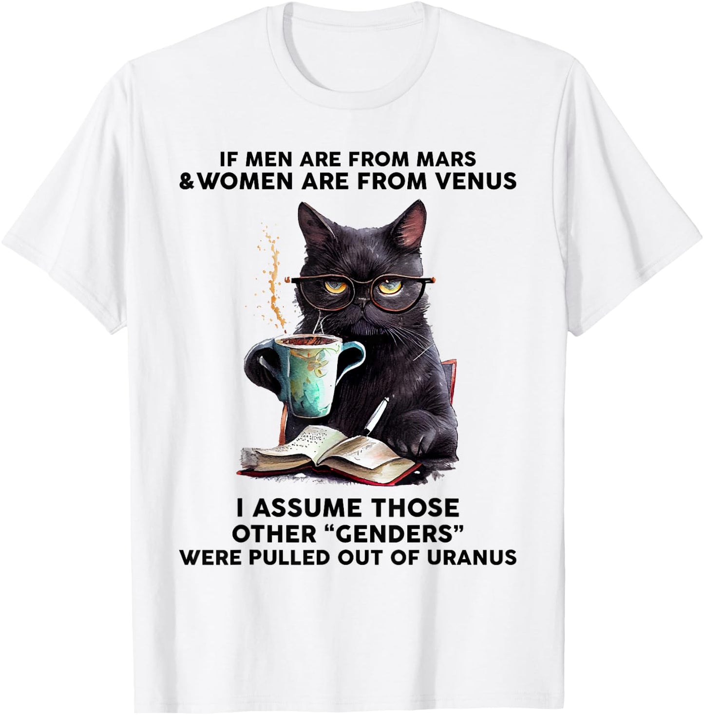 If Men Are From Mars And Women Are From Venus Black Cat T-Shirt - T-Shirt | White