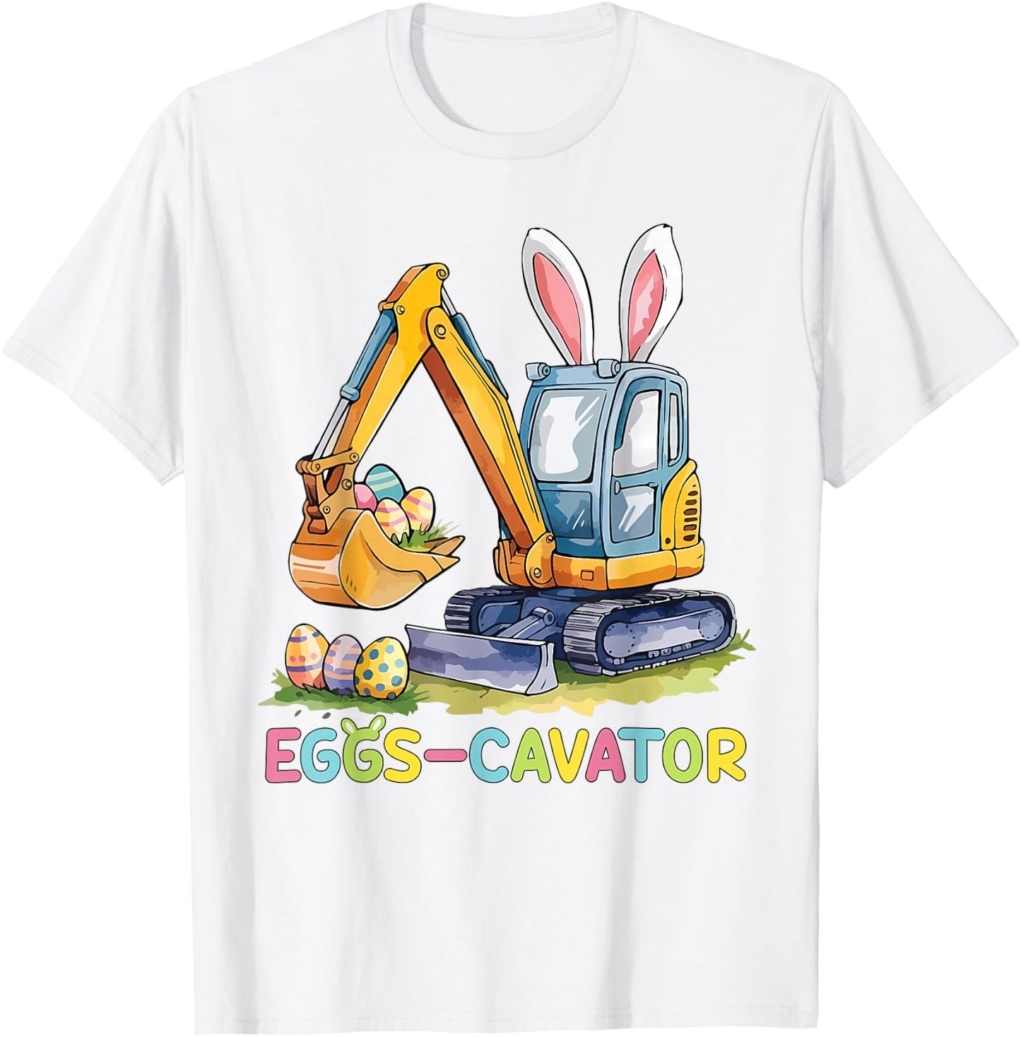 Eggscavator Easter Egg Hunt Construction Trucks Boys Toddler T-Shirt - T-Shirt | White