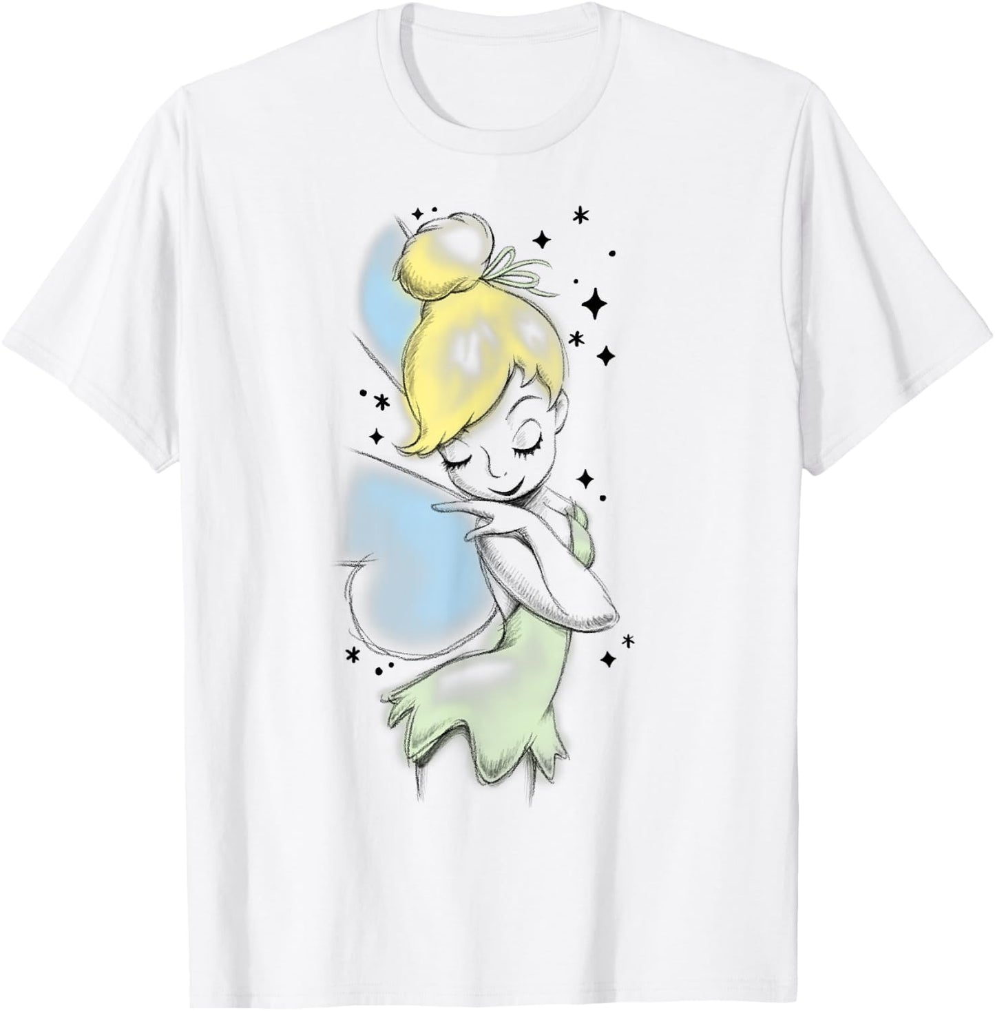 Disney Peter Pan Tinkerbell Airbrush Style Sketch T-Shirt - T-Shirt | White