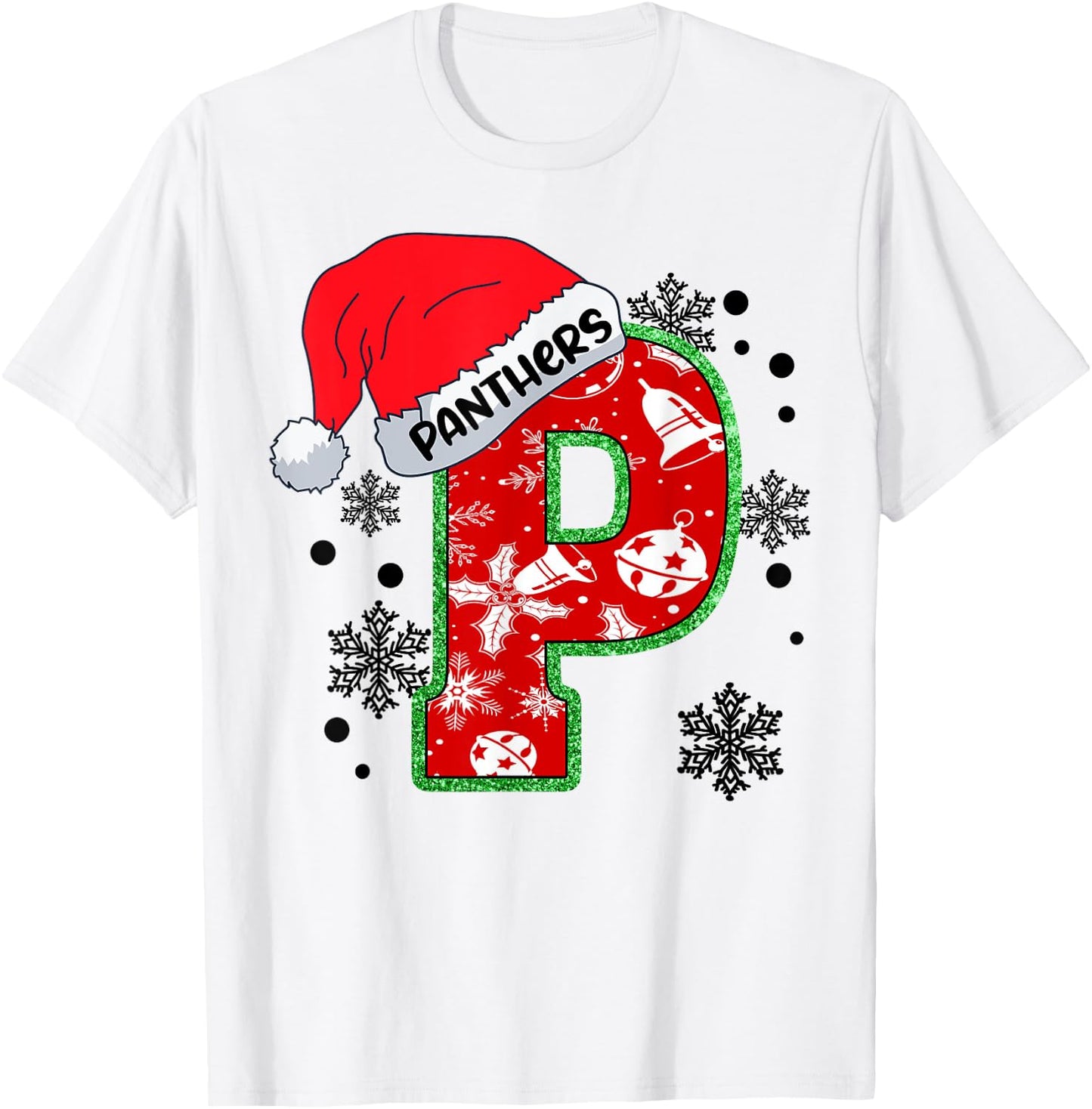 Christmas Mascot Santa Hat Xmas Panthers T-Shirt - T-Shirt | White