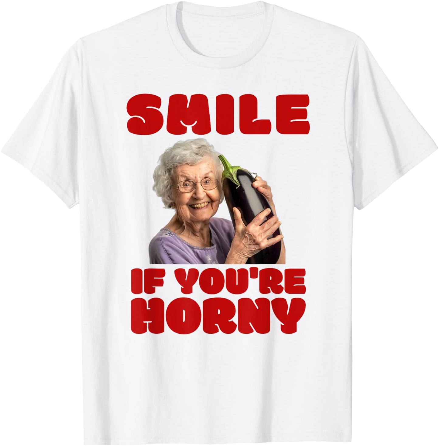 Funny Horny Aubergine Lover Inappropriate Embarrassing , White T-Shirt - T-Shirt | White