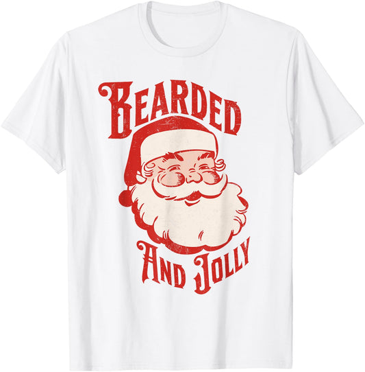 Bearded And Vintage Jolly Funny Santa Christmas Men Apparel T-Shirt - T-Shirt | White