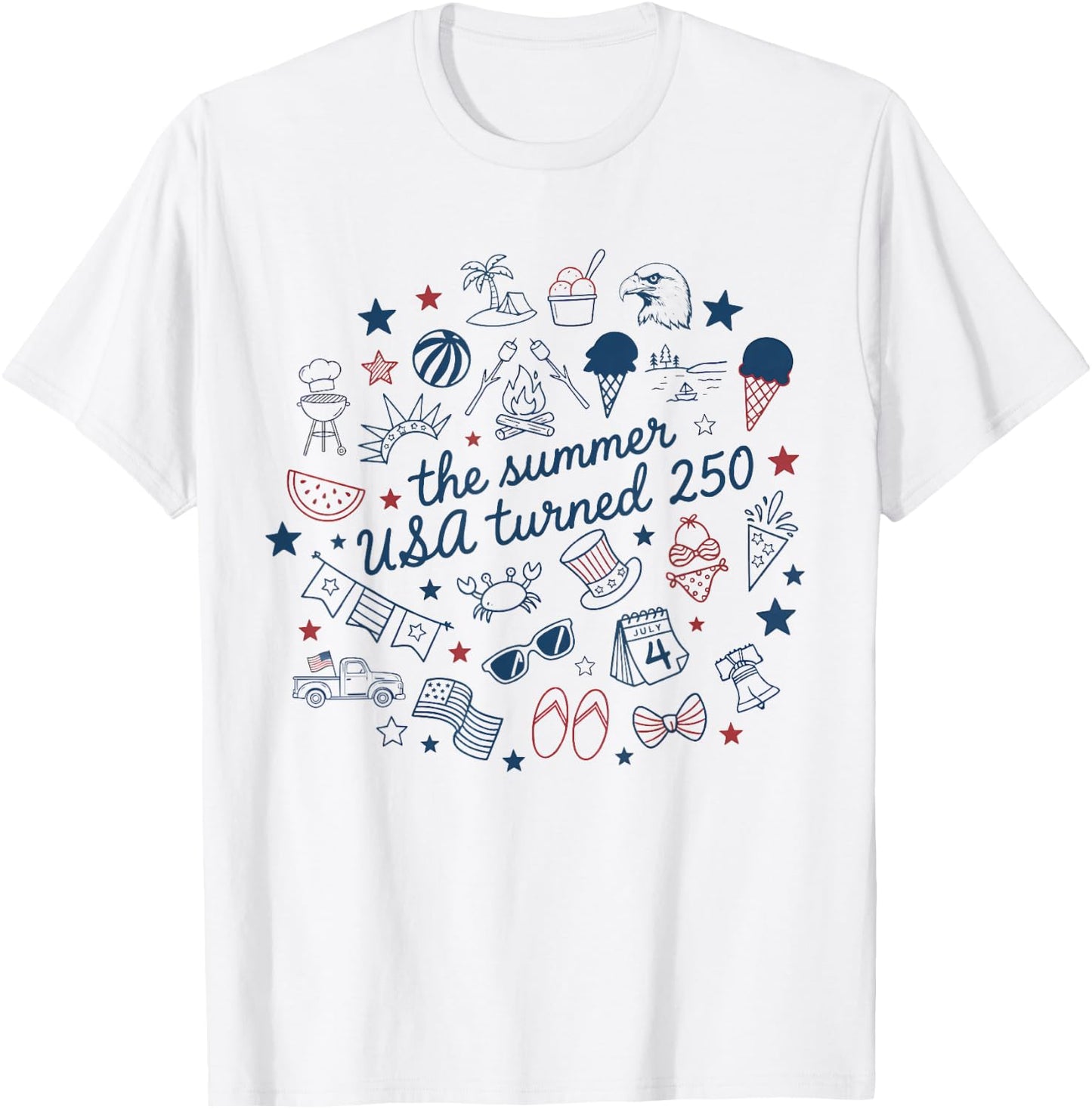 Retro The Summer USA Turned 250 America 250th Anniversary T-Shirt - T-Shirt | White