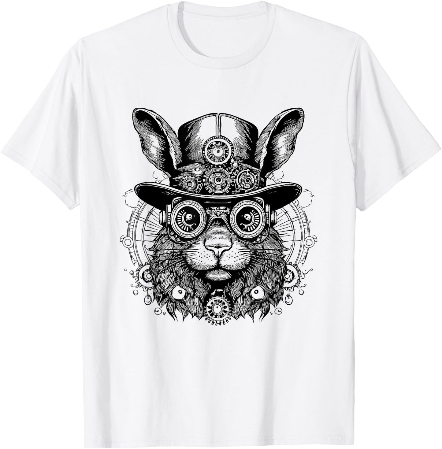 Fantasy Steampunk Rabbit Lover, Whimsical Bunny Animal T-Shirt - T-Shirt | White