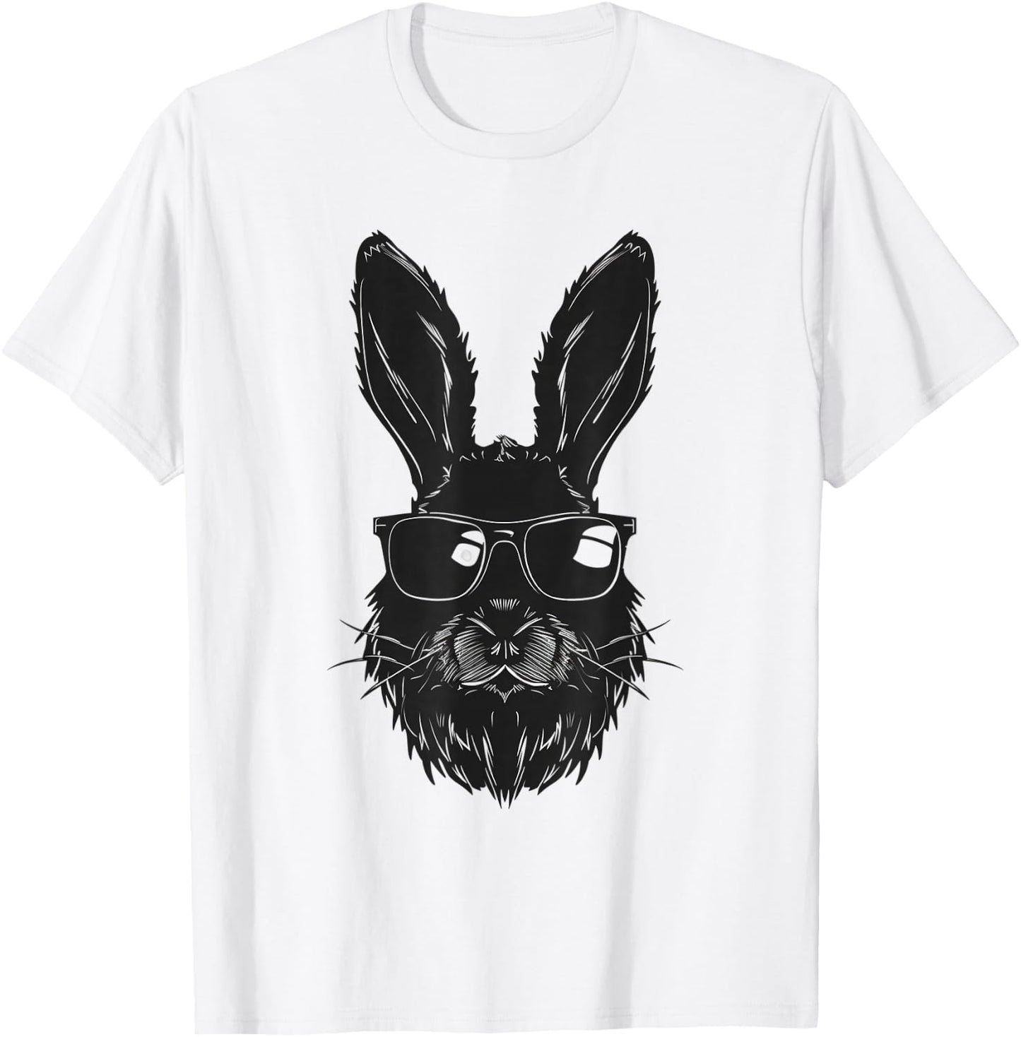 Beard Bunny Face With Sunglasses Easter Day 2024 Men Boy Kid T-Shirt - T-Shirt | White