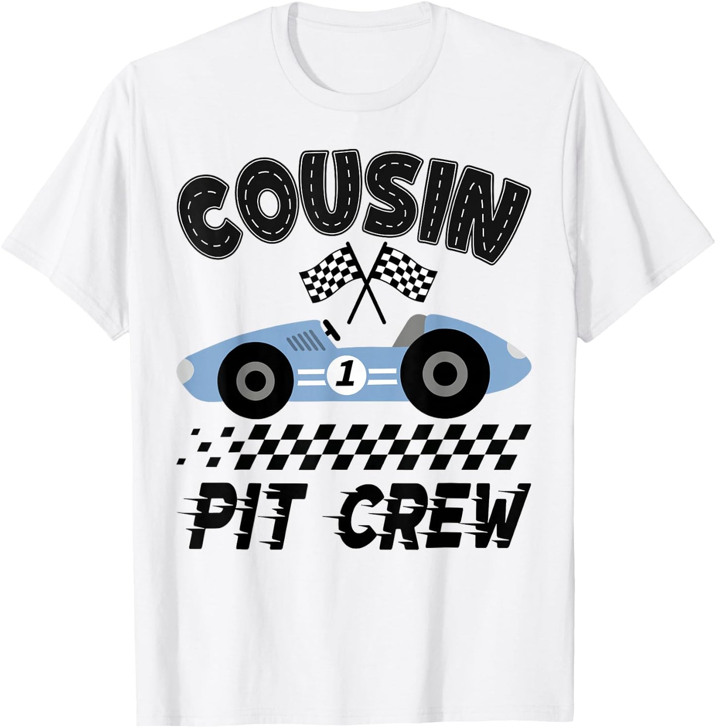 Cousin Pit Crew Race Car Birthday Boy Racing Family T-Shirt - T-Shirt | White