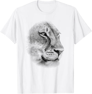 Lioness Face Close-up Perfect Artwork for Lion Fans T-Shirt - T-Shirt | White