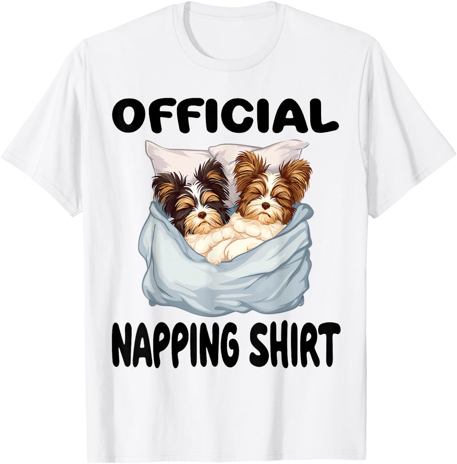 Biewer Terrier Dog Official Napping shirt Pajamas Nightgown T-Shirt - T-Shirt | White