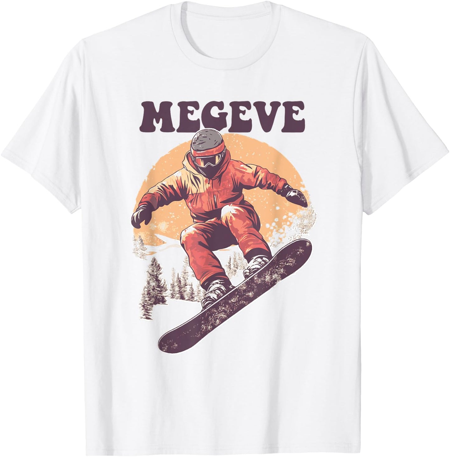 Snowboard Retro Megève France , white, S T-Shirt - T-Shirt | White
