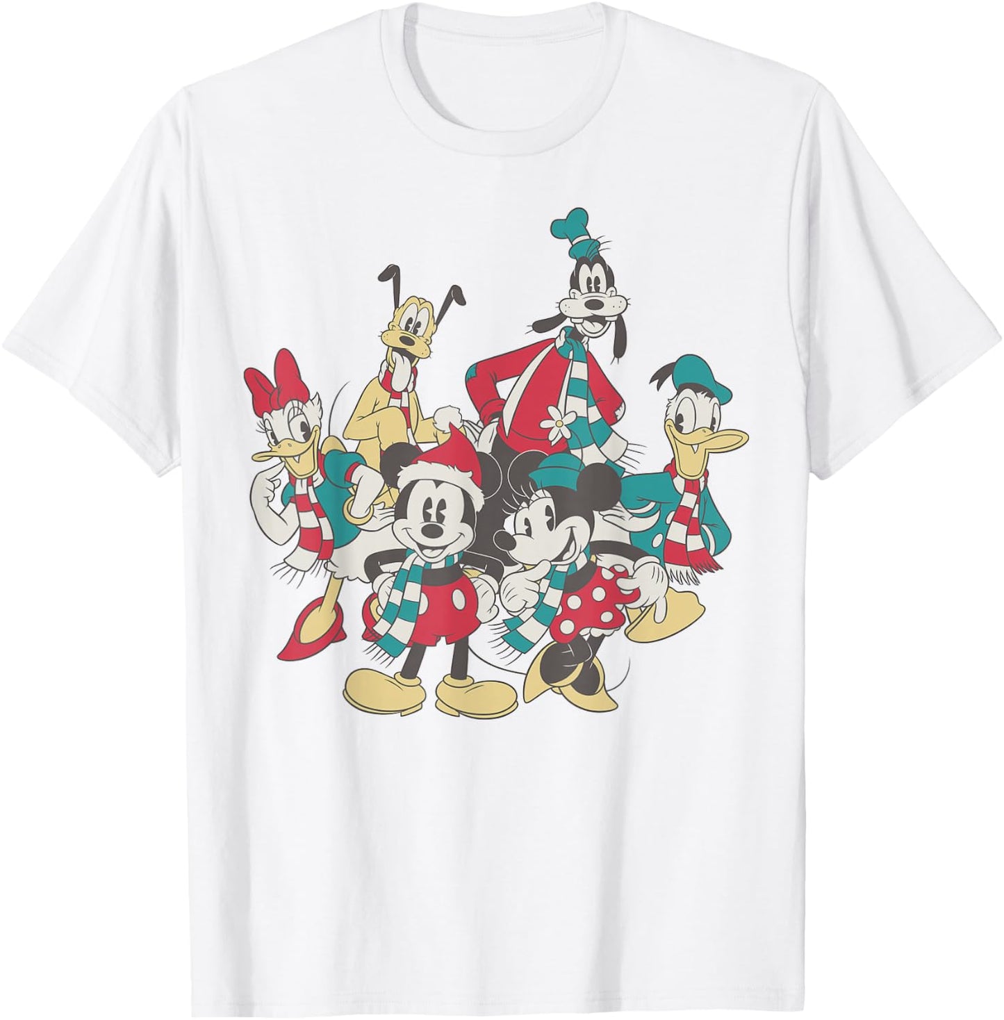 Disney Mickey and Friends Christmas Vintage Group Shot T-Shirt - T-Shirt | White