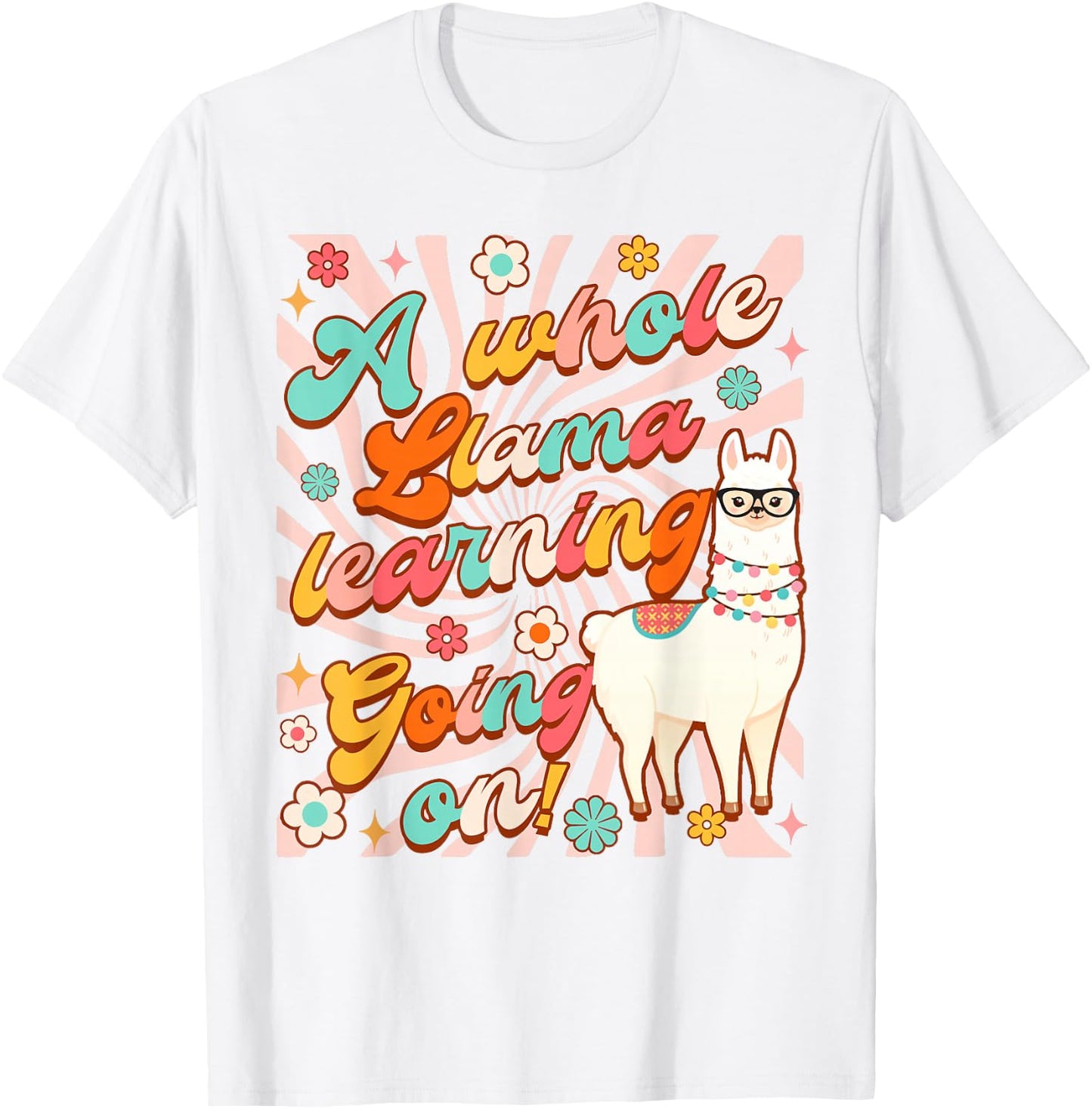 Llama Alpaca Teacher Teaching Whole Llama Learning Going On T-Shirt - T-Shirt | White