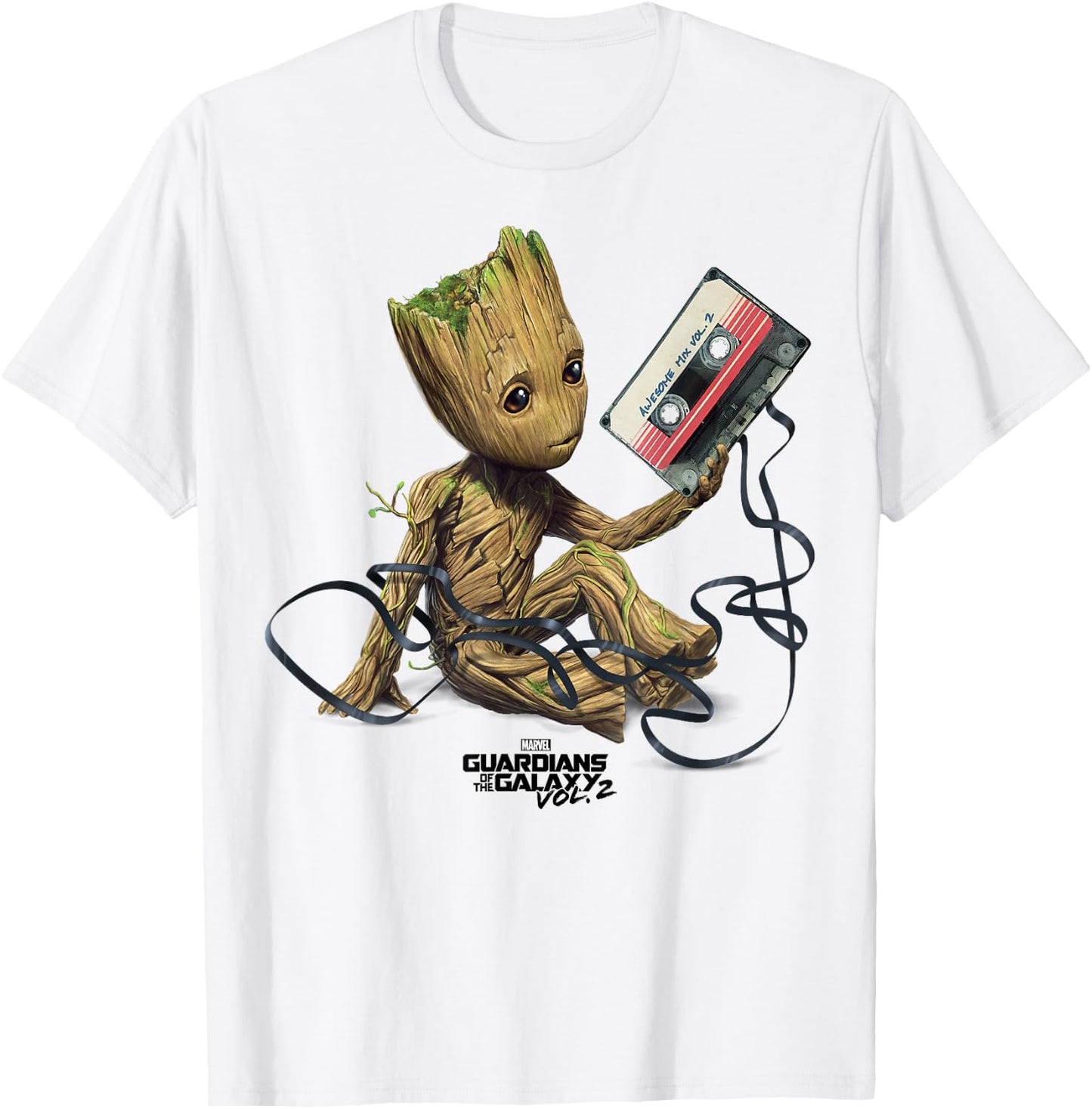 Marvel Guardians of The Galaxy Vol. 2 Groot Tape Portrait T-Shirt - T-Shirt | White