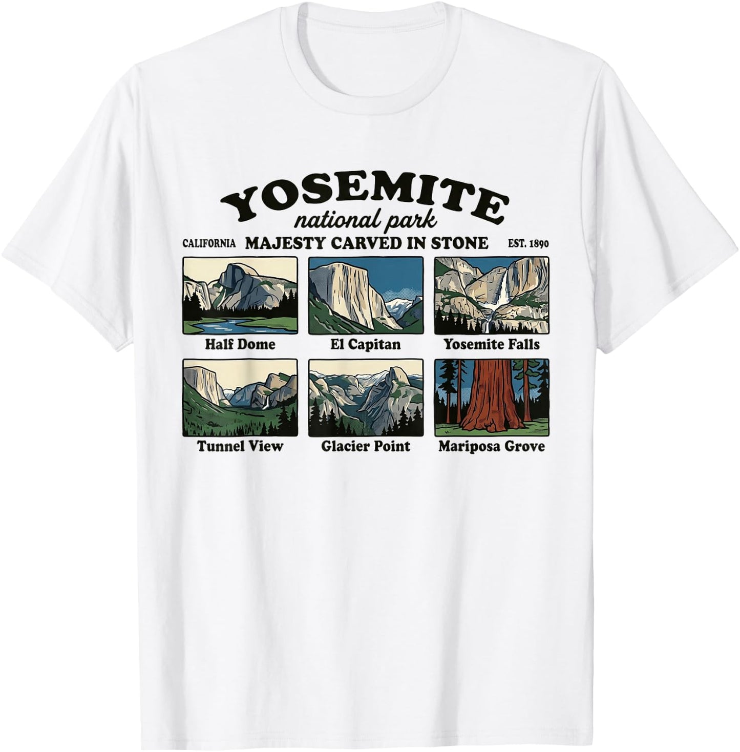 Vintage Yosemite National Park Est 1890 California Souvenir T-Shirt - T-Shirt | White