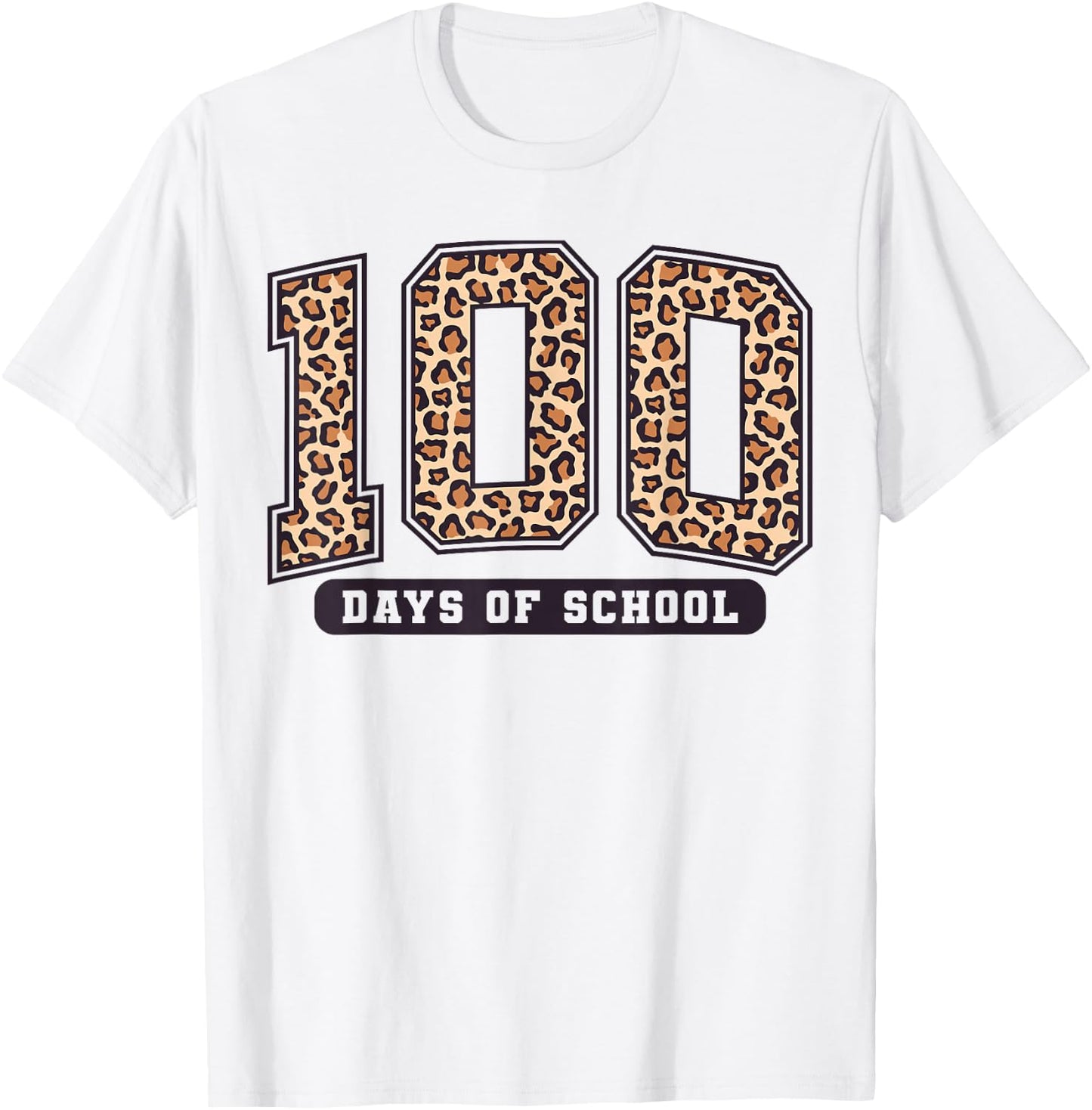 100 Days of School Leopard Teacher Women Girl 100th Day T-Shirt - T-Shirt | White