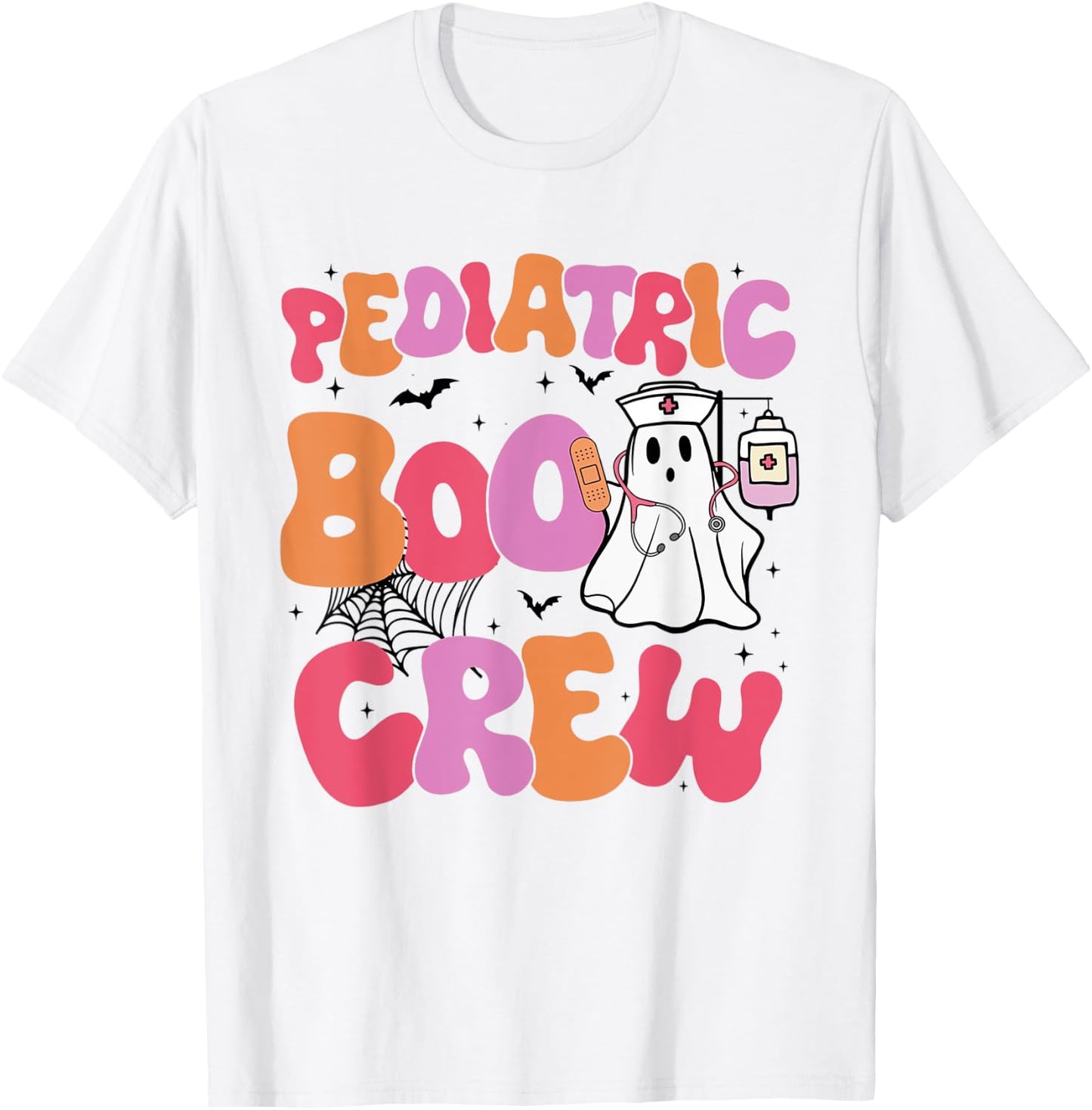 Pediatric Boo Crew Retro Halloween Ghosts Peds Nurse T-Shirt - T-Shirt | White
