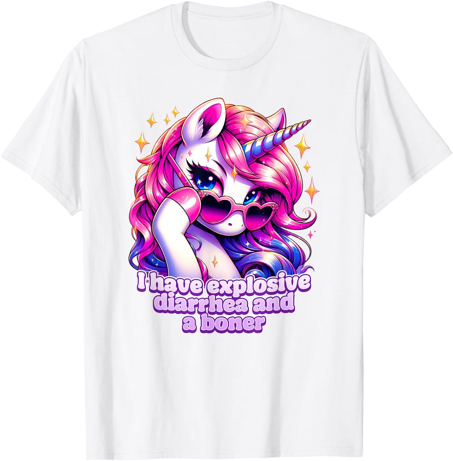 I have explosive diarrhea and a boner Funny inappropriate T-Shirt - T-Shirt | White