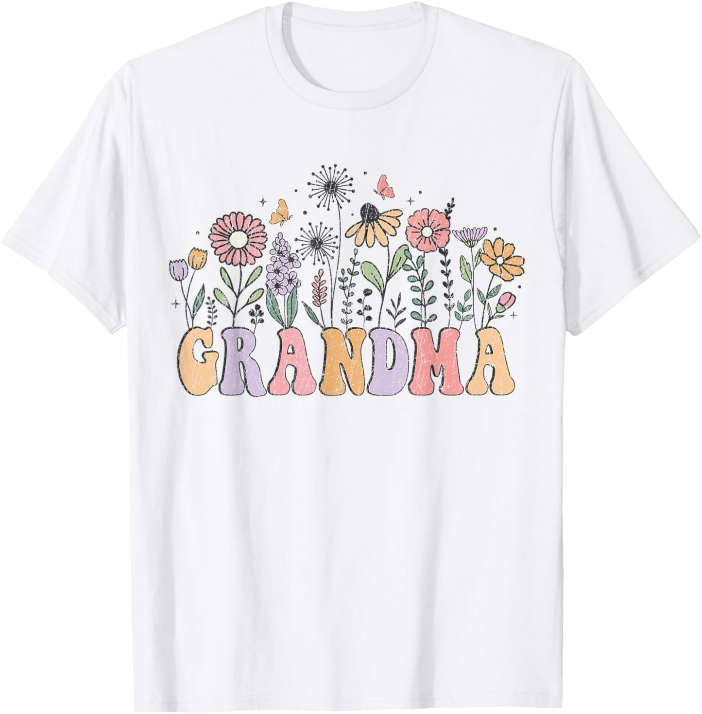 Retro Grandma With Flowers For Grandmother Mother's Day T-Shirt - T-Shirt | White