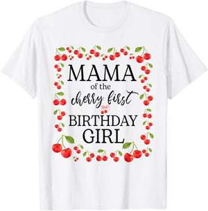 Mama of The Cherry First Birthday Girl Sweet One Cherry T-Shirt - T-Shirt | White