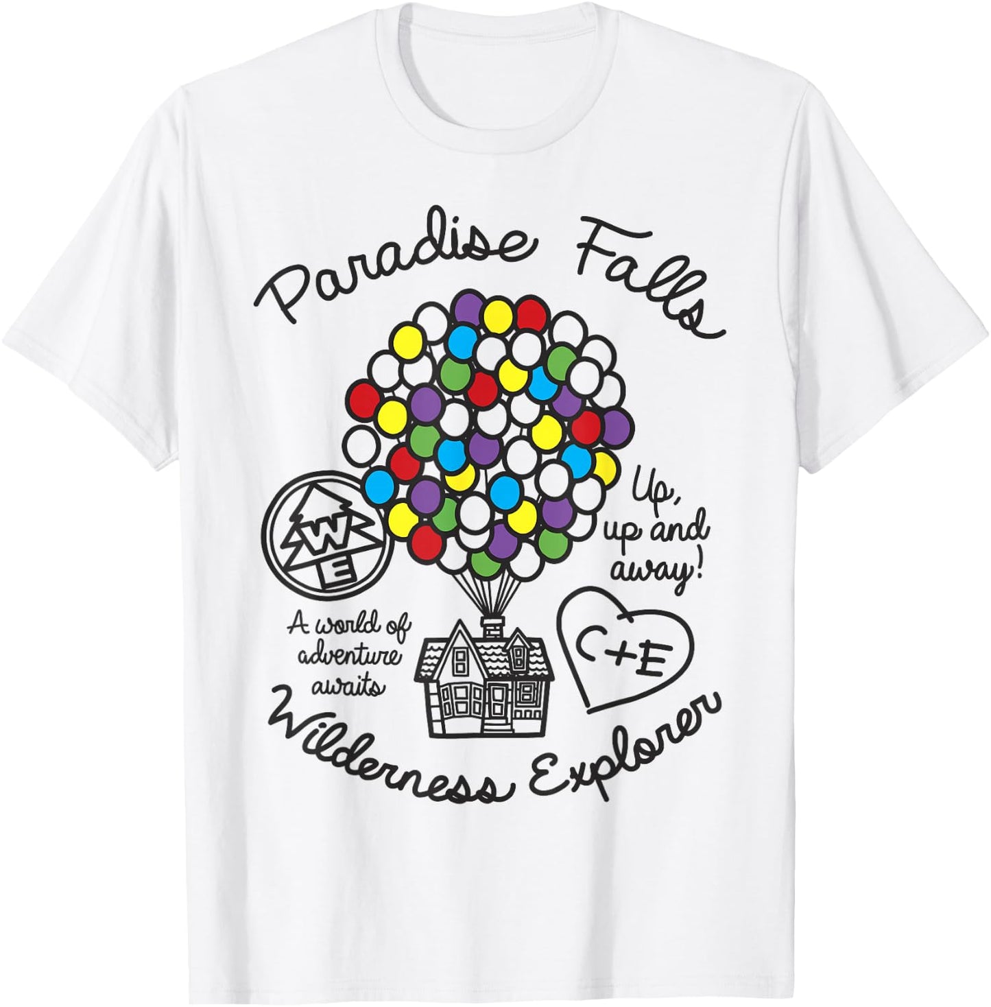 Disney Pixar Up Paradise Falls Wilderness Explorer Balloons T-Shirt - T-Shirt | White