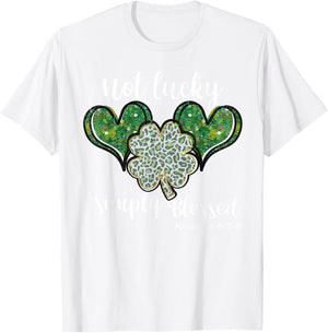 Christian St Patricks Day Shamrock Not Lucky Simply Blessed T-Shirt - T-Shirt | White