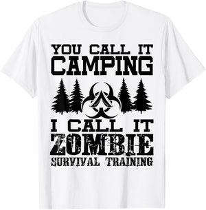 Zombie Survival Training Camping Shirt - Funny Halloween T-Shirt - T-Shirt | White