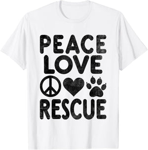 Peace Love Rescue Dog Cat Adoption Dogs Cats T-Shirt - T-Shirt | White