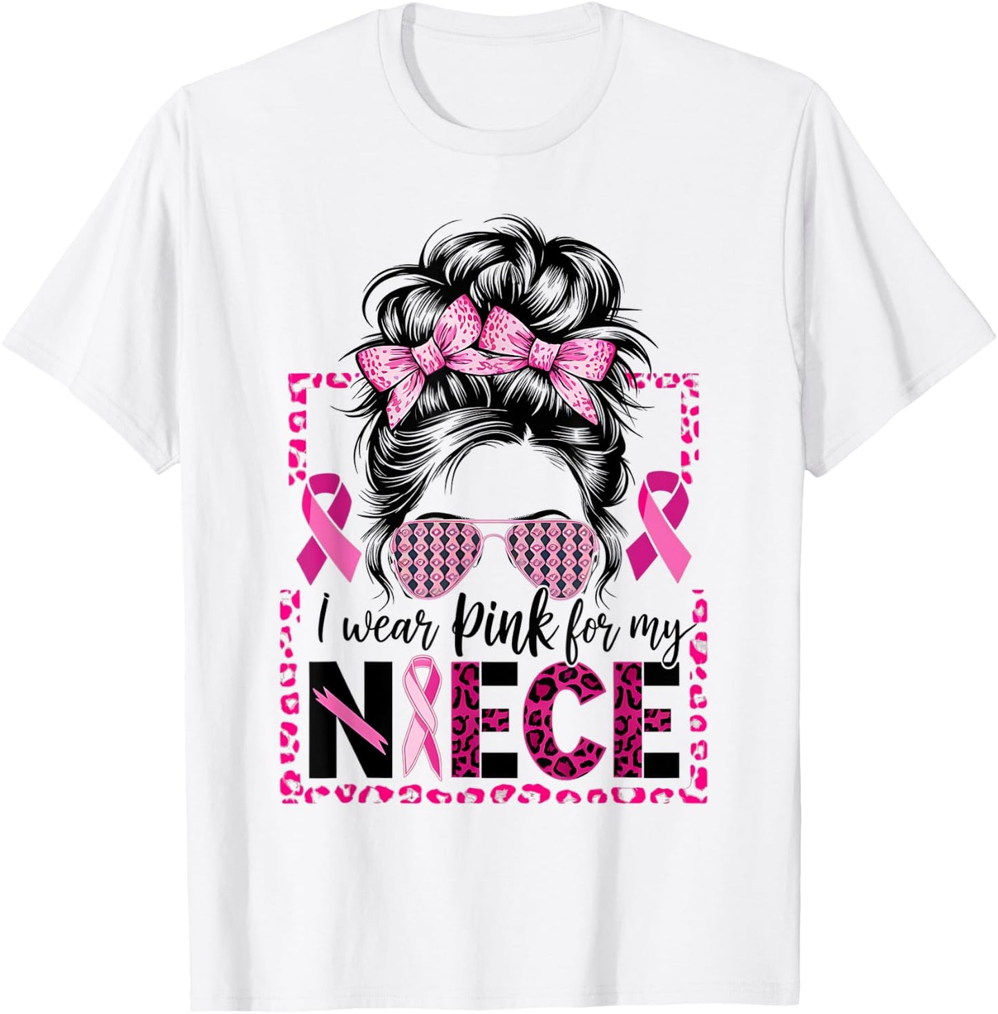 I Wear Pink for My Niece Breast Cancer Support T-Shirt - T-Shirt | White