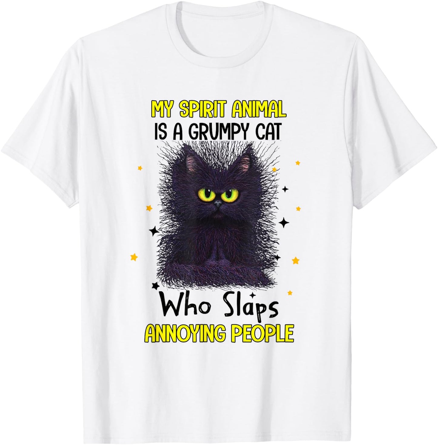 Vintage My Spirit Animal Is A Grumpy Funny Cat Men Women T-Shirt - T-Shirt | White