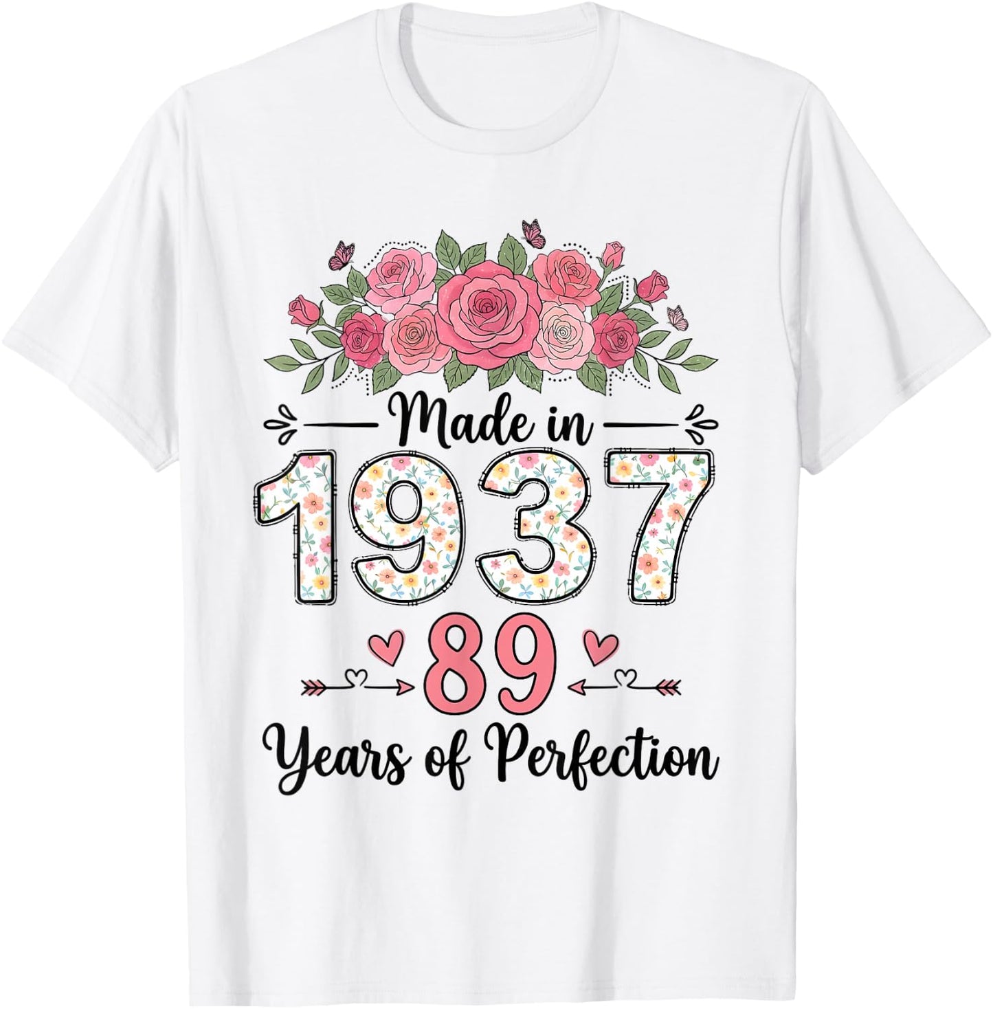 Hergestellt im Jahr 1937, Florale Geschenke zum 89. Geburtstag, Damen ab 89 Jahren T-Shirt - T-Shirt | White