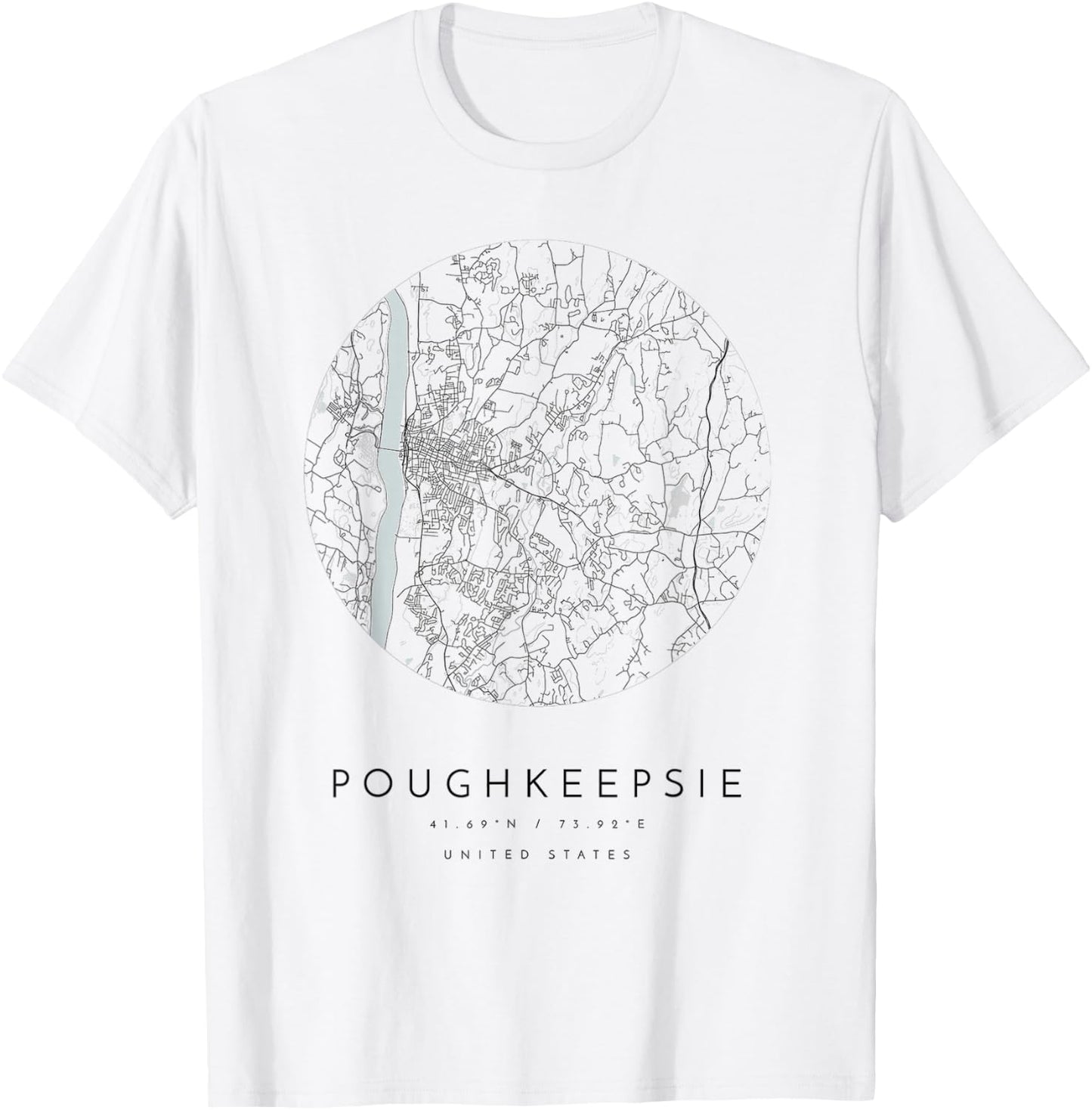Poughkeepsie New York NY Coordinates map hometown T-Shirt - T-Shirt | White