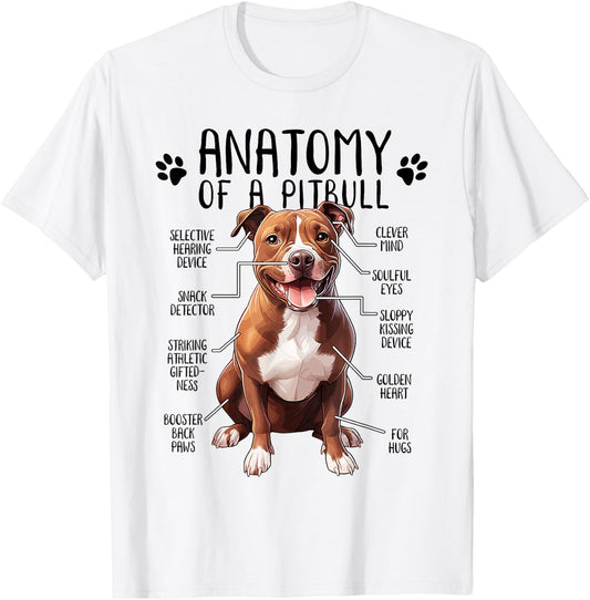 Funny Anatomy Pitbull Dog Cute Pittie Lover Pit Bull Owner T-Shirt - T-Shirt | White